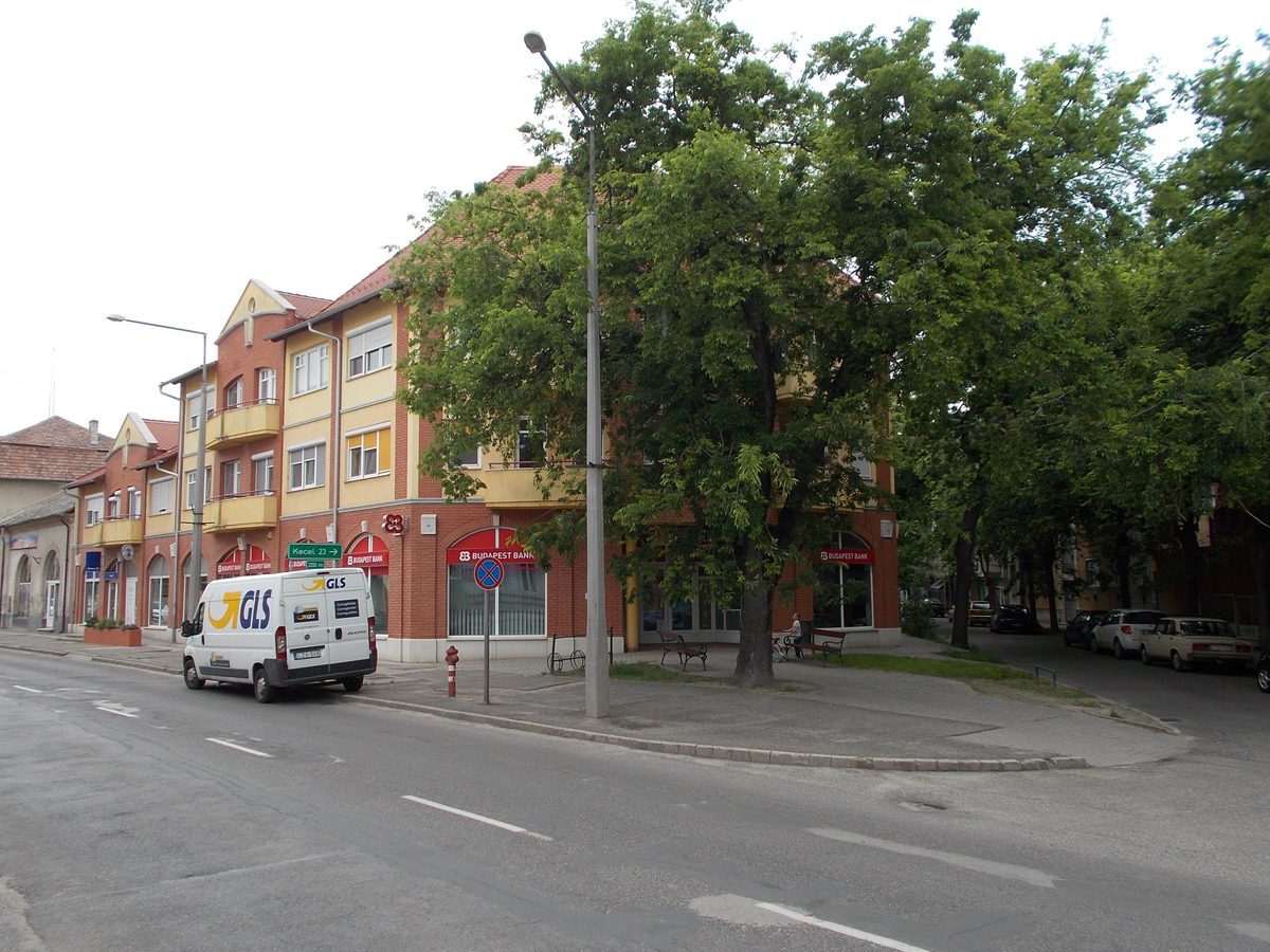 A GLS parcel delivery van in Kiskunhalas, Hungary